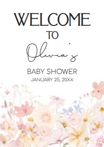 1010 A Little Wildflower Baby Shower Welcome Sign A4 A: 1010 A Little Wildflower Baby Shower Welcome Sign