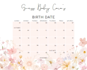 1010 A Little Wildflower Baby Shower Calendar 10x8 A: 1010 A Little Wildflower Baby Shower Calendar