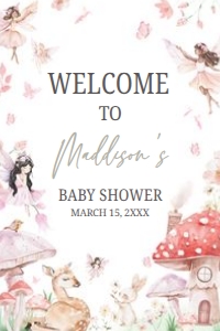 1011 Little Fairy Baby Shower Welcome Sign 20x30 A: 1011 Little Fairy Baby Shower Mega Bundle