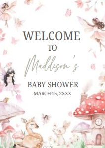 1011 Little Fairy Baby Shower Welcome Sign A4 A: 1011 Little Fairy Baby Shower Mega Bundle