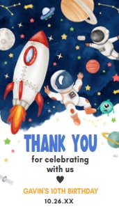 44BD Astronaut Outer Space Birthday Favor Tag design preview