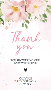 1017 Pink Floral Baby Shower Favor Tag design preview