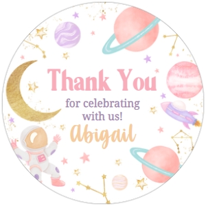 46BD Two the Moon Birthday Round Favor Tags design preview