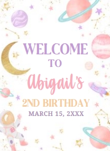 46BD Two the Moon Birthday Party Welcome Sign design preview