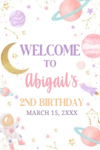 46BD Two the Moon Birthday Party Welcome Sign 24x36 A: 46BD Two the Moon Birthday Party Welcome Sign