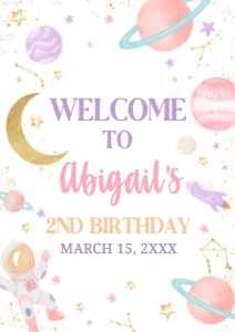 46BD Two the Moon Birthday Party Welcome Sign A1 A: 46BD Two the Moon Birthday Party Welcome Sign