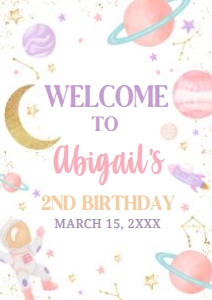 46BD Two the Moon Birthday Party Welcome Sign A2 A: 46BD Two the Moon Birthday Party Welcome Sign