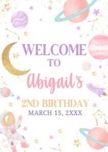 46BD Two the Moon Birthday Party Welcome Sign A3 A: 46BD Two the Moon Birthday Party Welcome Sign
