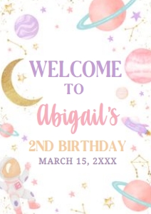 46BD Two the Moon Birthday Party Welcome Sign A4 A: 46BD Two the Moon Birthday Party Welcome Sign
