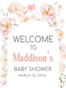 1016 Baby in Bloom Baby Shower Welcome Sign 18x24 A: 1016 Baby in Bloom Baby Shower Welcome Sign