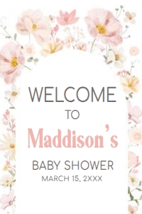 1016 Baby in Bloom Baby Shower Welcome Sign 20x30 A: 1016 Baby in Bloom Baby Shower Welcome Sign