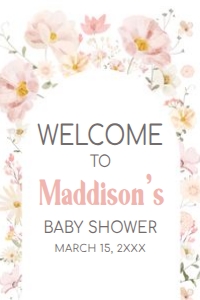 1016 Baby in Bloom Baby Shower Welcome Sign 24x36 A: 1016 Baby in Bloom Baby Shower Welcome Sign