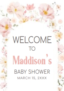 1016 Baby in Bloom Baby Shower Welcome Sign A4 A: 1016 Baby in Bloom Baby Shower Welcome Sign