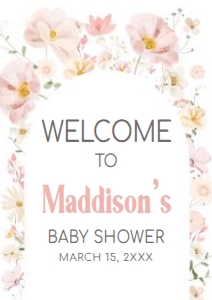 1016 Baby in Bloom Baby Shower Welcome Sign A3 A: 1016 Baby in Bloom Baby Shower Welcome Sign