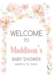 1016 Baby in Bloom Baby Shower Welcome Sign A2 A: 1016 Baby in Bloom Baby Shower Welcome Sign
