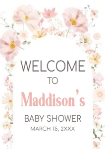 1016 Baby in Bloom Baby Shower Welcome Sign A1 A: 1016 Baby in Bloom Baby Shower Welcome Sign
