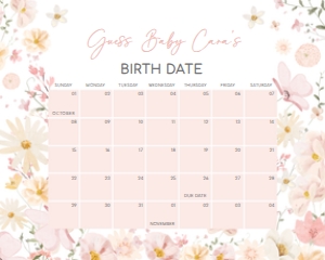 1016 Baby in Bloom Baby Shower Calendar 10x8 A: 1016 Baby in Bloom Baby Shower Calendar