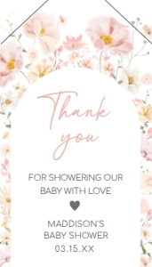 1016 Baby in Bloom Baby Shower Favor Tag with Line A: 1016 Baby in Bloom Baby Shower Favor Tag
