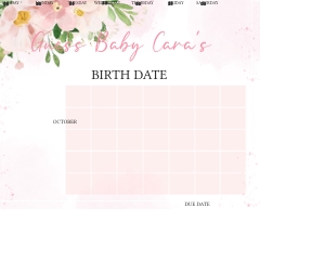 1021 Butterfly Baby Shower Calendar design preview