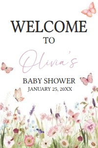 1021 Butterfly Baby Shower Welcome Sign 20x30 A: 1021 Butterfly Baby Shower Welcome Sign