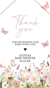 1021 Butterfly Baby Shower Favor Tag with Line A: 1021 Butterfly Baby Shower Favor Tag