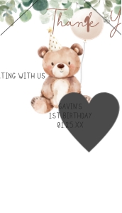 49BD Greenery Bear Birthday Favor Tag design preview