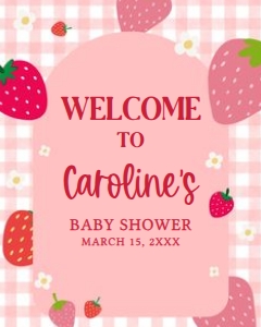 1019 Berry Sweet Baby Shower Welcome Sign 16x20 A: 1019 Berry Sweet Baby Shower Welcome Sign