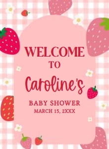 1019 Berry Sweet Baby Shower Welcome Sign 11x15 A: 1019 Berry Sweet Baby Shower Welcome Sign
