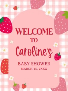 1019 Berry Sweet Baby Shower Welcome Sign 18x24 A: 1019 Berry Sweet Baby Shower Welcome Sign