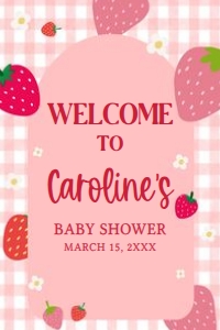 1019 Berry Sweet Baby Shower Welcome Sign 20x30 A: 1019 Berry Sweet Baby Shower Welcome Sign