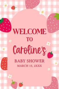 1019 Berry Sweet Baby Shower Welcome Sign 24x36 A: 1019 Berry Sweet Baby Shower Welcome Sign