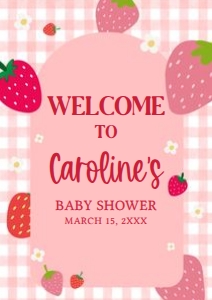 1019 Berry Sweet Baby Shower Welcome Sign A1 A: 1019 Berry Sweet Baby Shower Welcome Sign