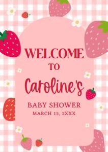 1019 Berry Sweet Baby Shower Welcome Sign A2 A: 1019 Berry Sweet Baby Shower Welcome Sign