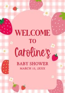 1019 Berry Sweet Baby Shower Welcome Sign A3 A: 1019 Berry Sweet Baby Shower Welcome Sign