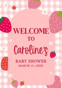 1019 Berry Sweet Baby Shower Welcome Sign A4 A: 1019 Berry Sweet Baby Shower Welcome Sign