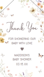 1020 Wildflower Baby Shower Favor Tag with Line A: 1020 Wildflower Baby Shower Favor Tag