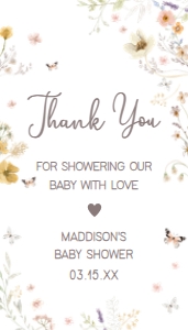 1020 Wildflower Baby Shower Favor Tag design preview