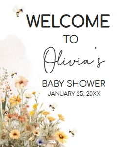 1022 Mommy to Bee Baby Shower Welcome Sign 16x20 B: 1022 Mommy to Bee Baby Shower Welcome Sign