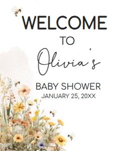 1022 Mommy to Bee Baby Shower Welcome Sign 18x24 B: 1022 Mommy to Bee Baby Shower Welcome Sign