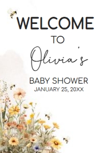 1022 Mommy to Bee Baby Shower Welcome Sign 20x30 B: 1022 Mommy to Bee Baby Shower Welcome Sign
