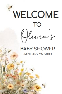 1022 Mommy to Bee Baby Shower Welcome Sign 24x36 B: 1022 Mommy to Bee Baby Shower Welcome Sign
