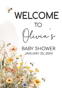 1022 Mommy to Bee Baby Shower Welcome Sign A1 B: 1022 Mommy to Bee Baby Shower Welcome Sign