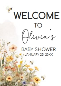 1022 Mommy to Bee Baby Shower Welcome Sign A4 B: 1022 Mommy to Bee Baby Shower Welcome Sign