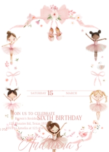 42BD Ballerina Birthday Invitation design preview