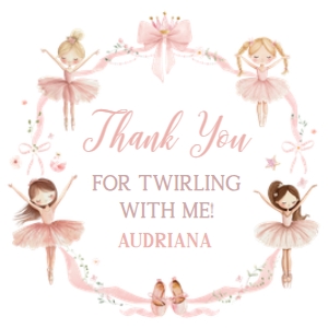 42BD Ballerina Birthday Squared Favor Tags B: 42BD Ballerina Birthday Round Favor Tags