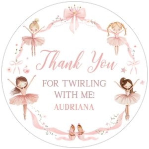 42BD Ballerina Birthday Round Favor Tags B: 42BD Ballerina Birthday Round Favor Tags