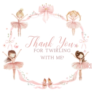 42BD Ballerina Birthday Round Favor Tags design preview