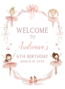 42BD Ballerina Birthday Party Welcome Sign 11x15 B: 42BD Ballerina Birthday Party Welcome Sign