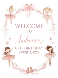 42BD Ballerina Birthday Party Welcome Sign 18x24 B: 42BD Ballerina Birthday Party Welcome Sign