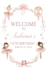 42BD Ballerina Birthday Party Welcome Sign 20x30 B: 42BD Ballerina Birthday Party Welcome Sign